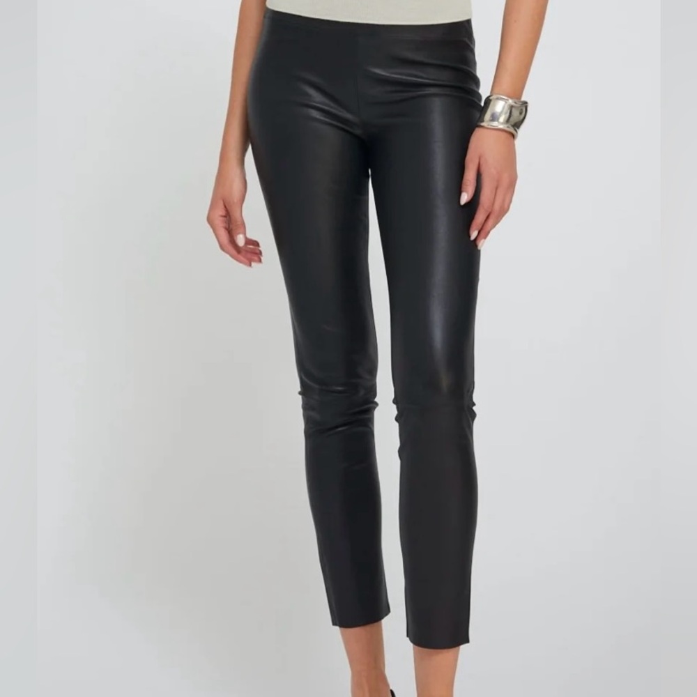 SPRWMN Black Lamb Leather Ankle Pant Size Small NWOT